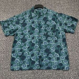 High Sierra Shirt Men Large Green Floral Button Up Short Sleeve Collared L